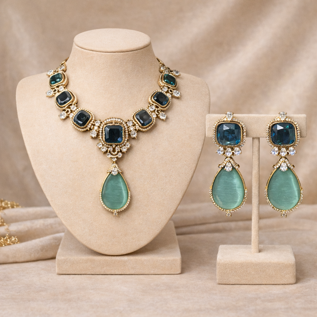Zamarud Noor Set In Blue